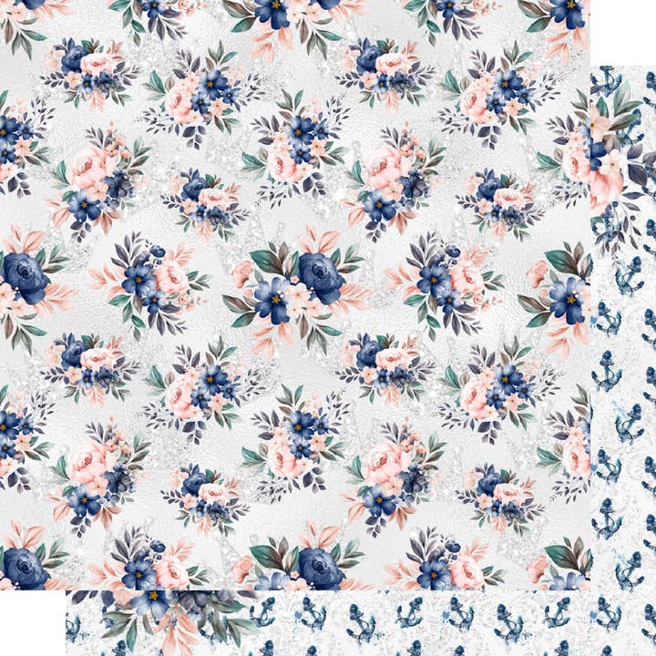 SSC Wholesale - Wholesale Scrapbook - Seaside Wedding Collection Beautiful Blooms 12 x 12 Double-Sided Scrapbook Paper - 15 Pack