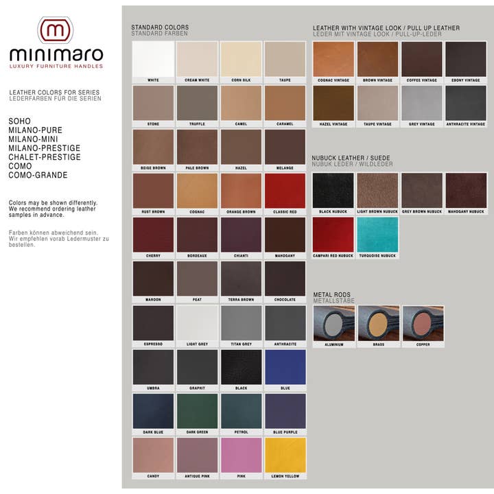 minimaro - luxury furniture handles – Maçaneta/puxador por atacado – COMO - 61 cores - 10 tamanhos25