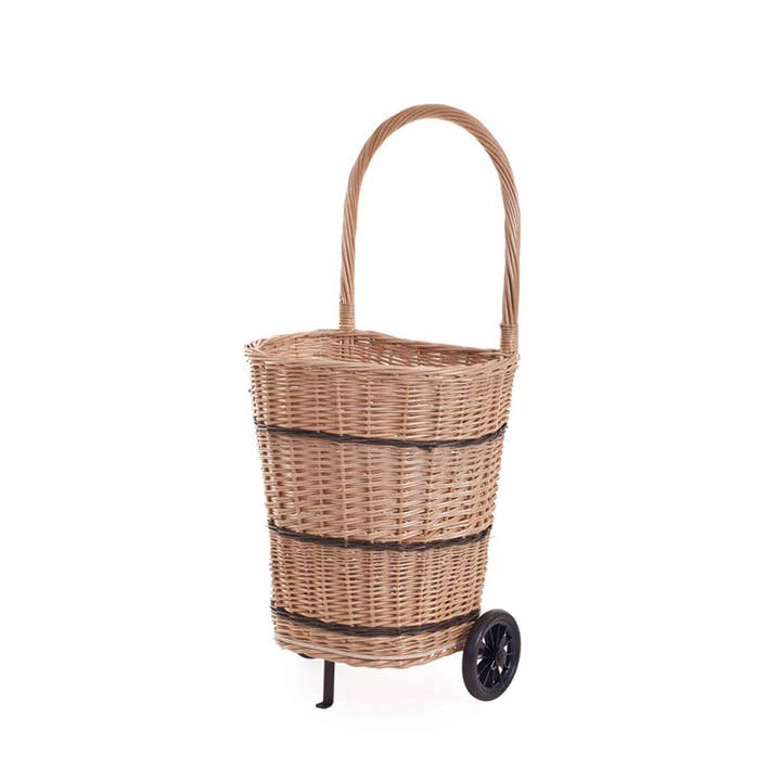 The Wicker Stories - Wholesale Basket - Wicker Fireplace Basket On Wheels, Firewood Roller