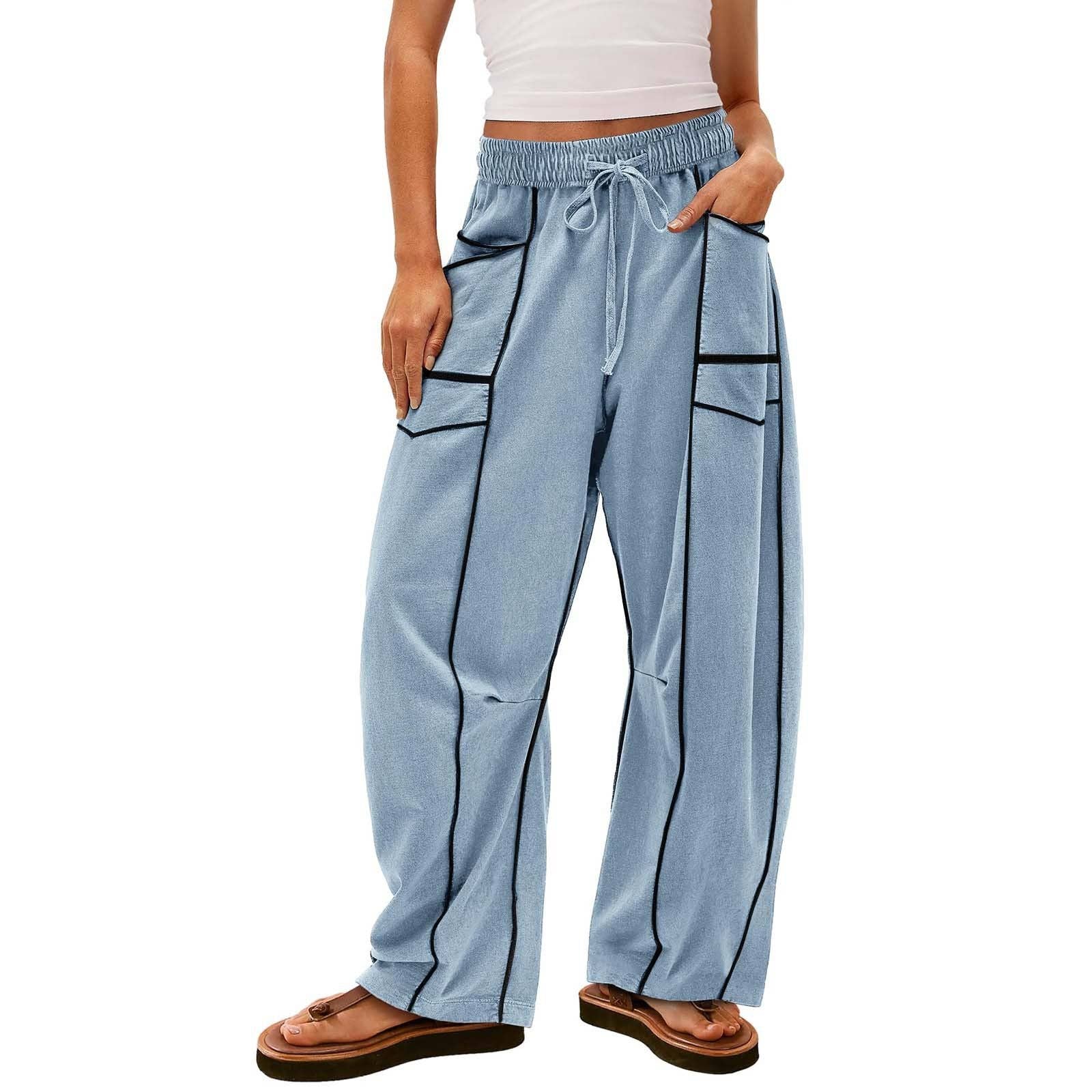 Dipped Shop - Wholesale Pants - Women's - Simple Drawstring Mid-Waist Causal Pants DP25F5476