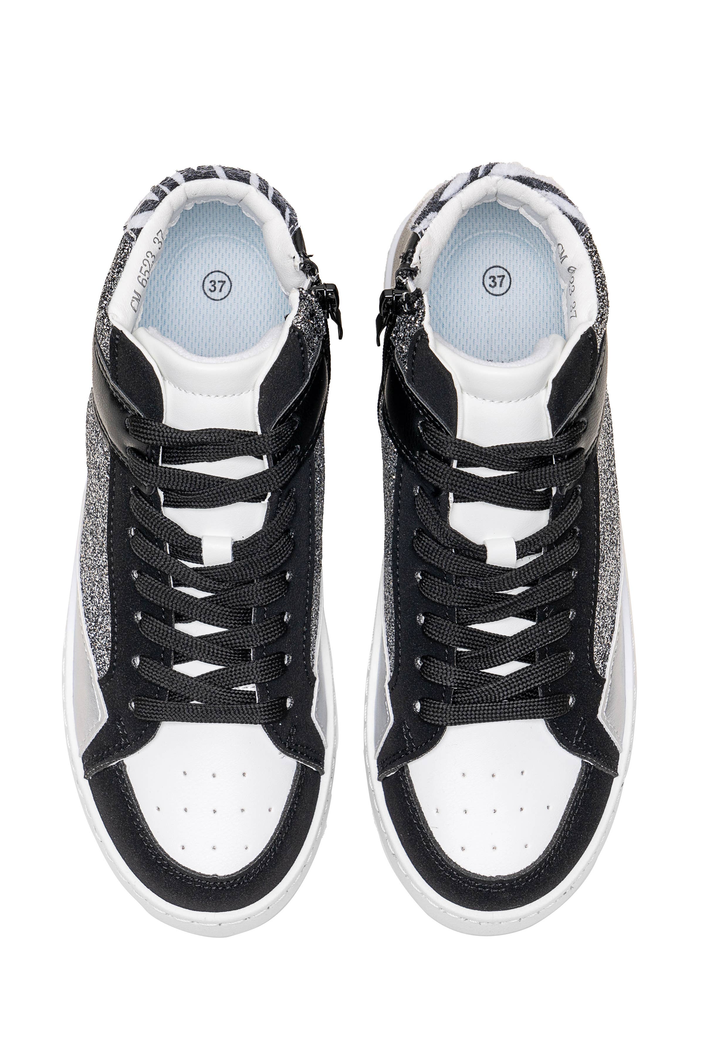 C'M PARIS – Sapatilha Lifestyle - Mulher por atacado – Ténis de Cano Alto com Lantejoulas e Estampados de Animais 65236