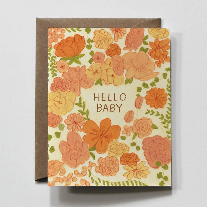 Baby Bunch | Floral New Hello Baby Shower Card for wholesale by everglow handmade