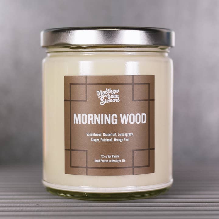 MORNING WOOD - 7.2 oz LGBT+ Soy Wax Jar Candle for wholesale by Matthew Dean Stewart