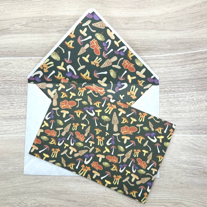 Mushroom Medley Card and Envelope Stationery Set for wholesale by Jessika with a K Studios