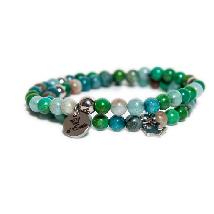 Bracciale Doppio In Diaspro Verde per la vendita all'ingrosso da parte di d'Este