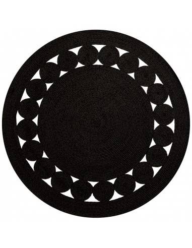 Mani Textile - Wholesale Area Rug - LEYLIM Round Black/White Rug0