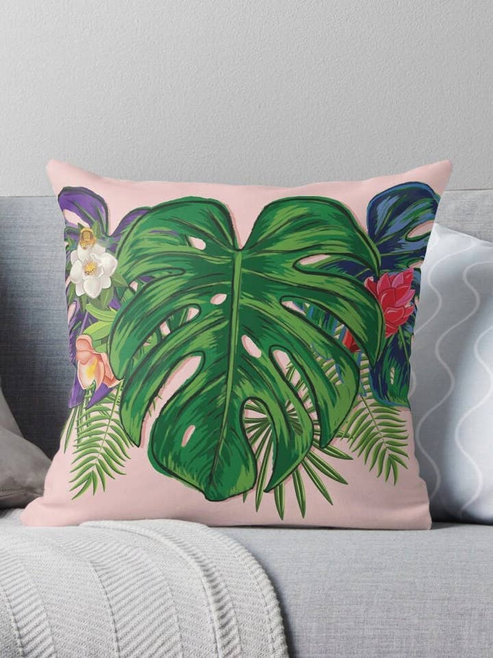 Estampados de plantas tropicales, hojas verdes, plantas verdes frescas, Monstera. Arte, impresión, almohadas, artículos más vendidos para venta al por mayor de SAVAQ