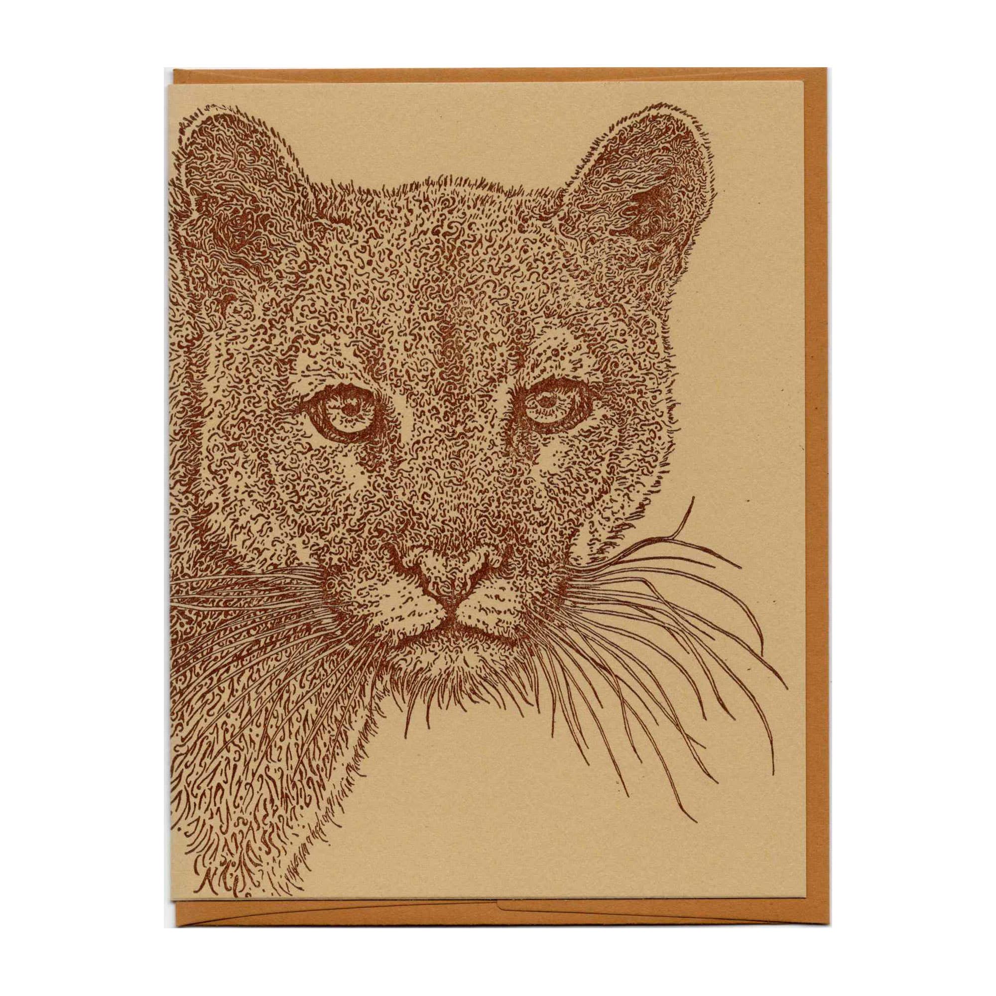 Dandy Lion Press - Wholesale Everyday Greeting Card - Cougar Mountain Lion Letterpress Card0