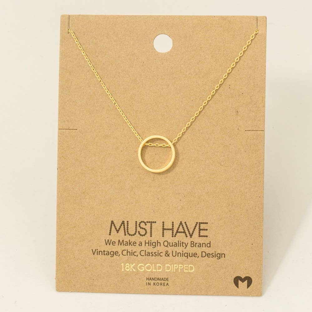 Fame Accessories – wholesale Pendant/charm necklace – Gold Dipped Circular Cut-Out Pendant Necklace1