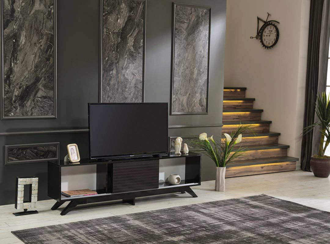 Luxia Tv Stand Black for wholesale on Faire6