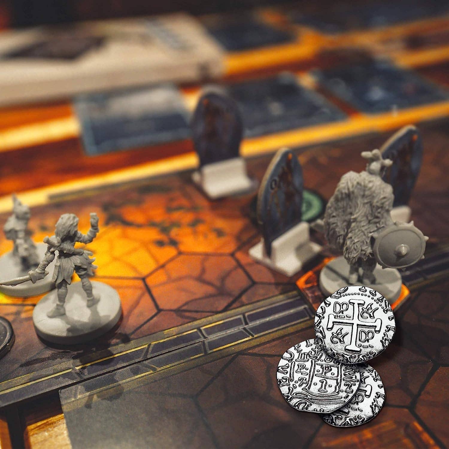 Leib Games - Vente Jeux de société - Pièces de pirate en métal argenté pour jeux de société - 100 pièces, taille L4