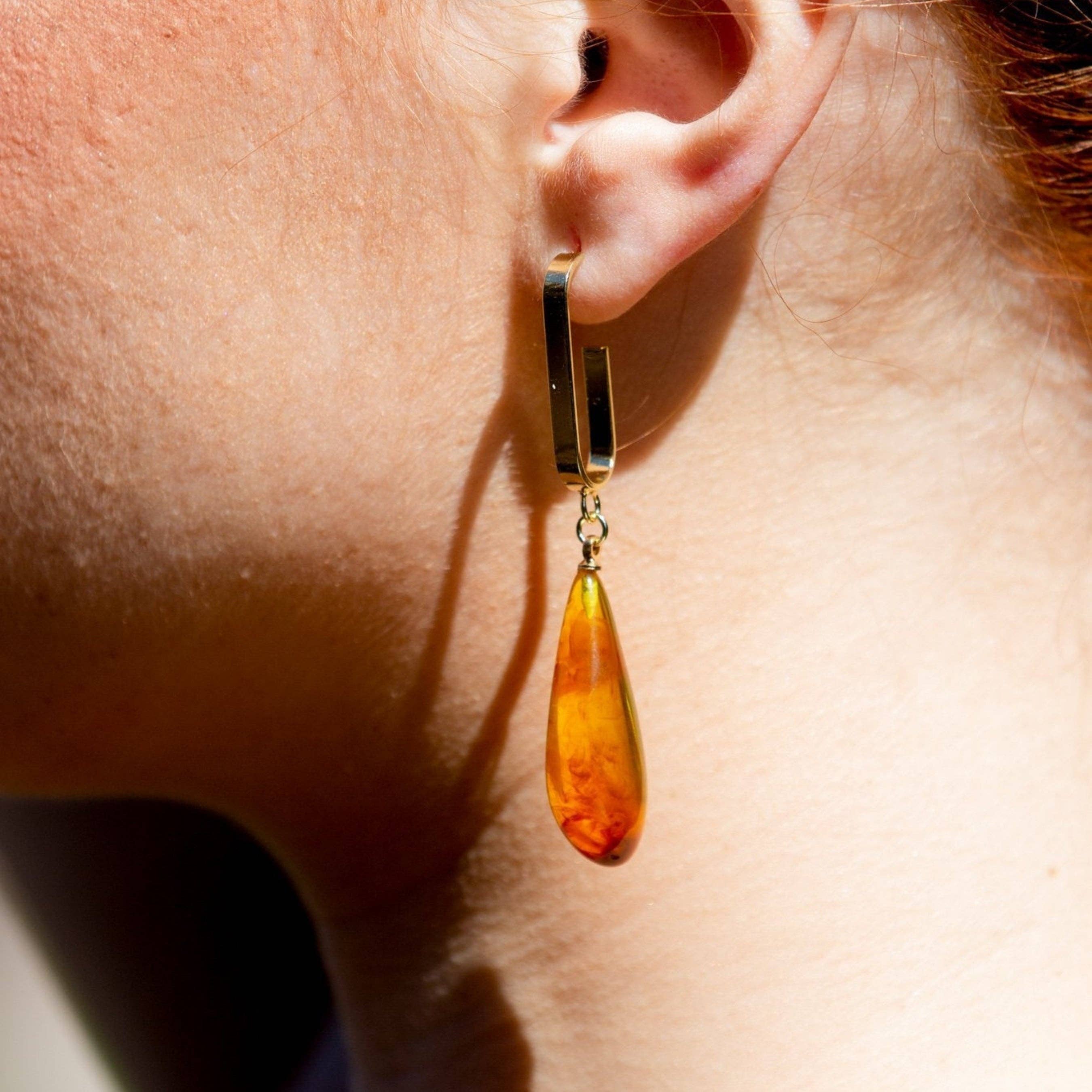 TaifJewely - Wholesale Dangle Earrings - TEAR-DROP RESIN HOOP EARRINGS.6
