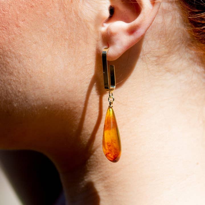 TaifJewely - Wholesale Dangle Earrings - TEAR-DROP RESIN HOOP EARRINGS.6