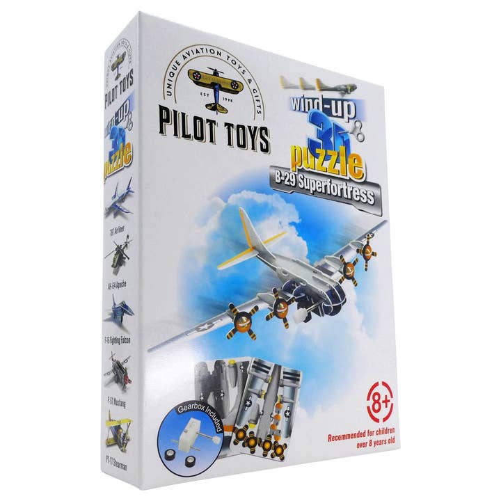 Pilot Toys – wholesale Pussel - Barn – 12 flygplan Wind-Up 3D-pussel med displaybox
