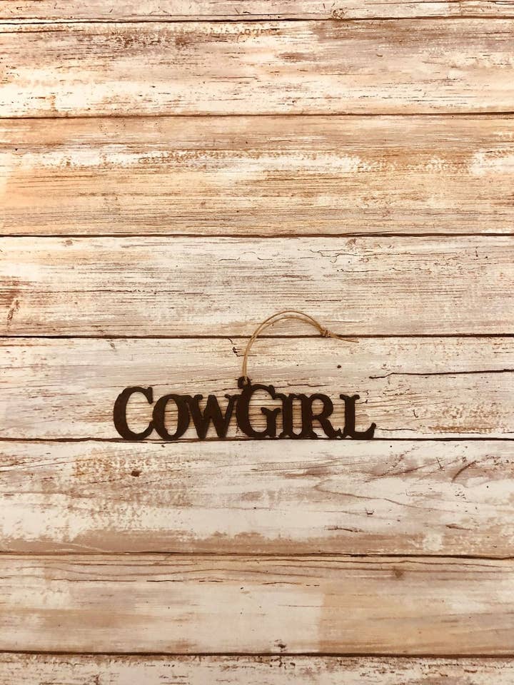Cowgirl Word Ornament for wholesale by Universal Ironworks USA