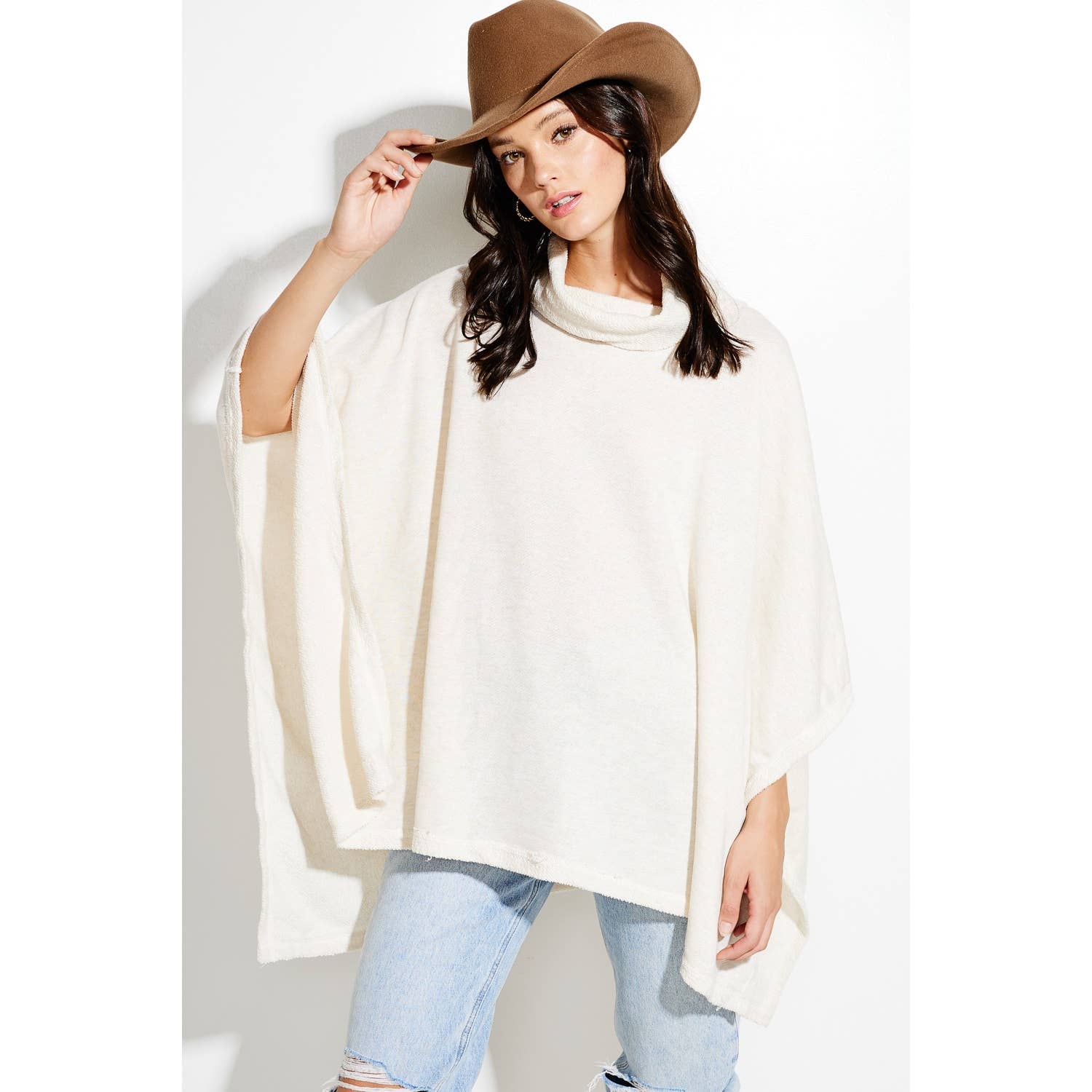 Phil Love – Großhandel Poncho – Damen – Solider Poncho mit Rollkragen17