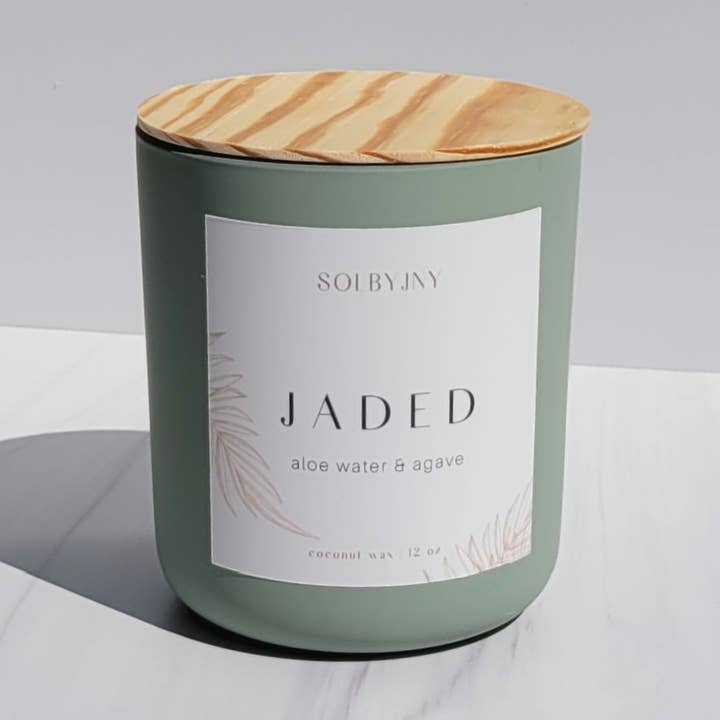 Vela perfumada de cera de coco Jaded de 12 oz para venta al por mayor de SOLBYJNY