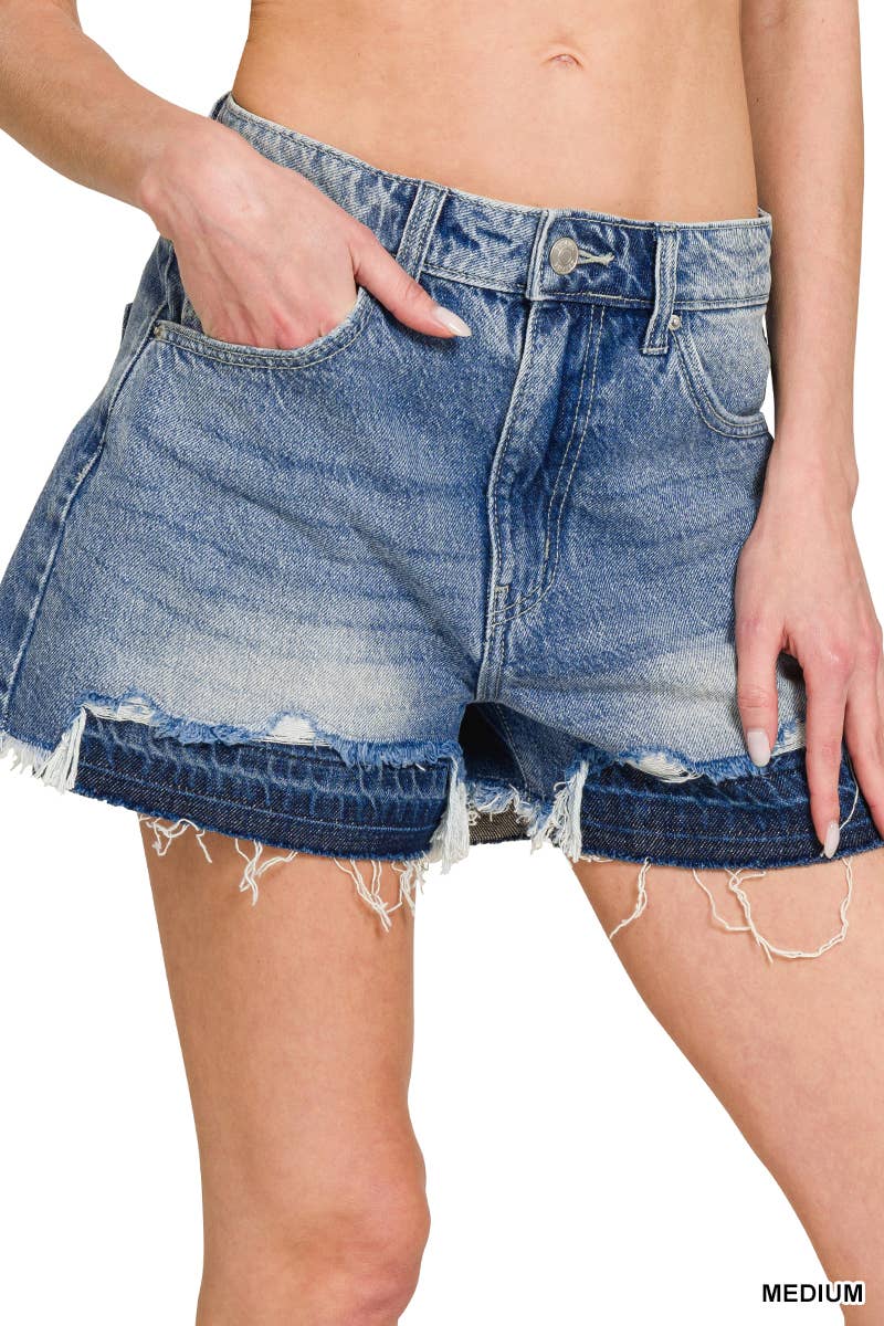 42POPS - Wholesale Korte broeken - Dames - Korte spijkerbroek met rafelige zoom Reg / Plus0