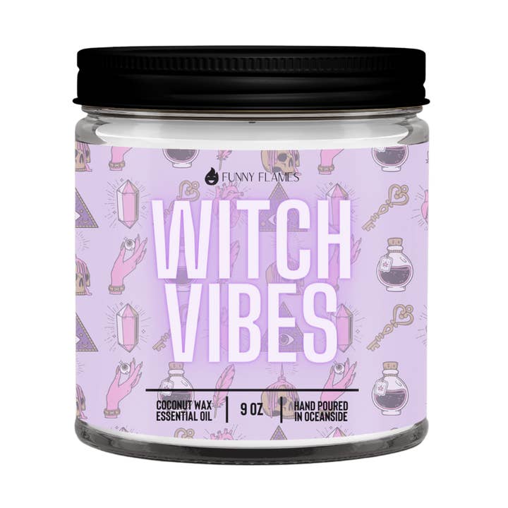 Witch Vibes - Fall Scented Home Decor Candle for wholesale by Funny Flames Candle Co - Les Creme