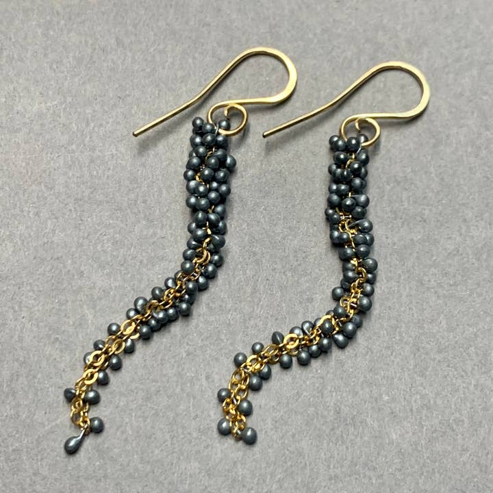YedOmi Jewelry - Wholesale Dangle Earrings - Wisteria Caviar Earrings- Long4