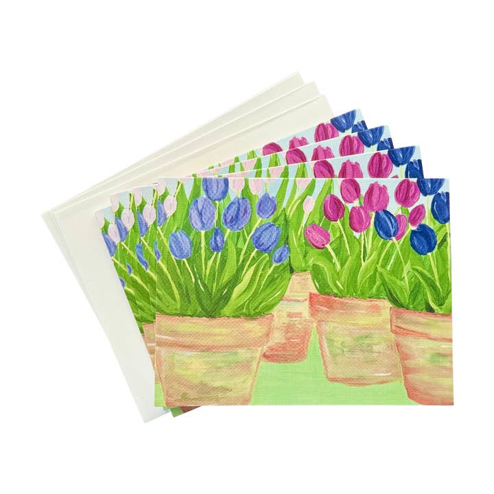 Conjunto de Cartões de Nota com Tulipas de Primavera por atacado de Lemondaisy Design