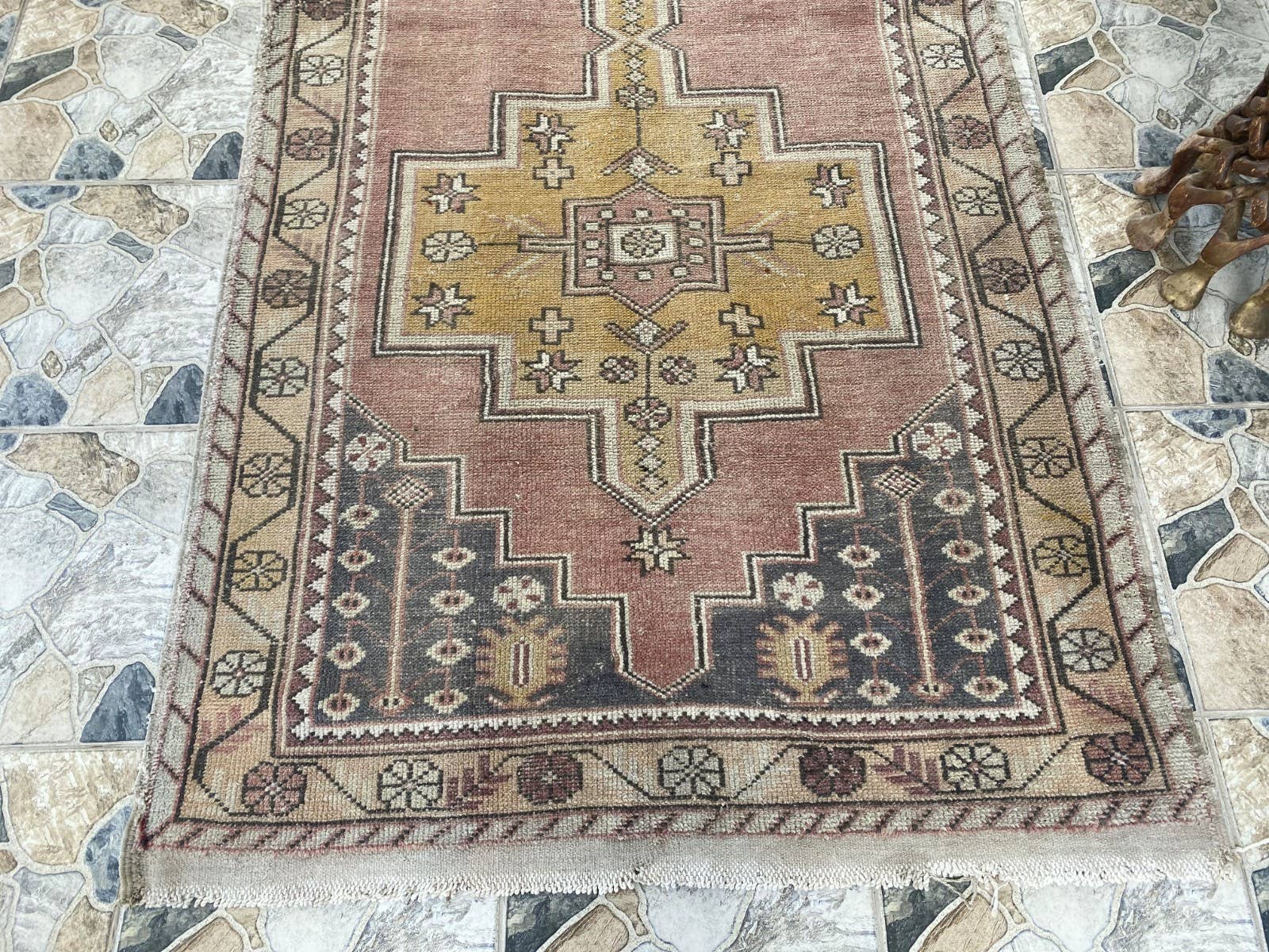 Oushak Rugs - Wholesale Area Rug - 1970 Turkish Vintage Handmade Wool Rug Geometric 4.5x8.8 ft4