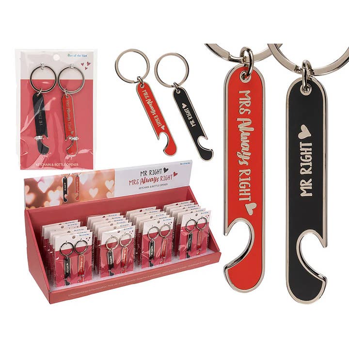 Close Up GmbH - Wholesale Keychain - Unisex - Mr. Right & Mrs. Always Right Keychains, set of 25