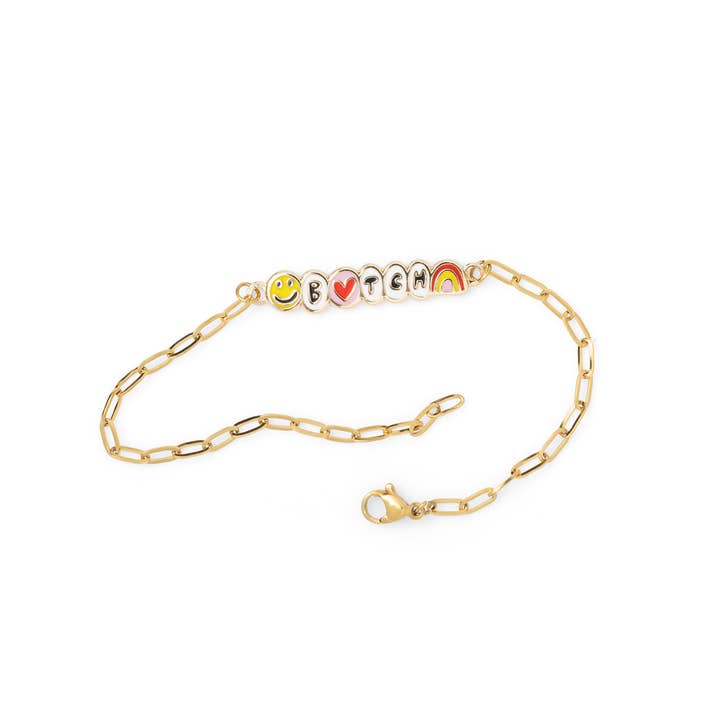 Yellow Owl Workshop – wholesale Berlockarmband – B* TCH armband - 18k guld förgylld emalj svärordsmycken1