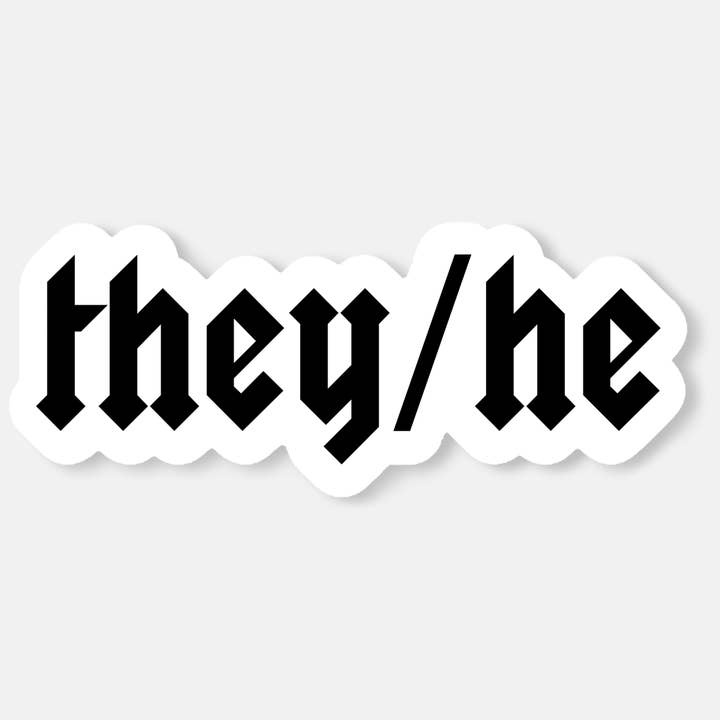 They/He Pronoun Sticker for wholesale by Luck and Lavender Studio