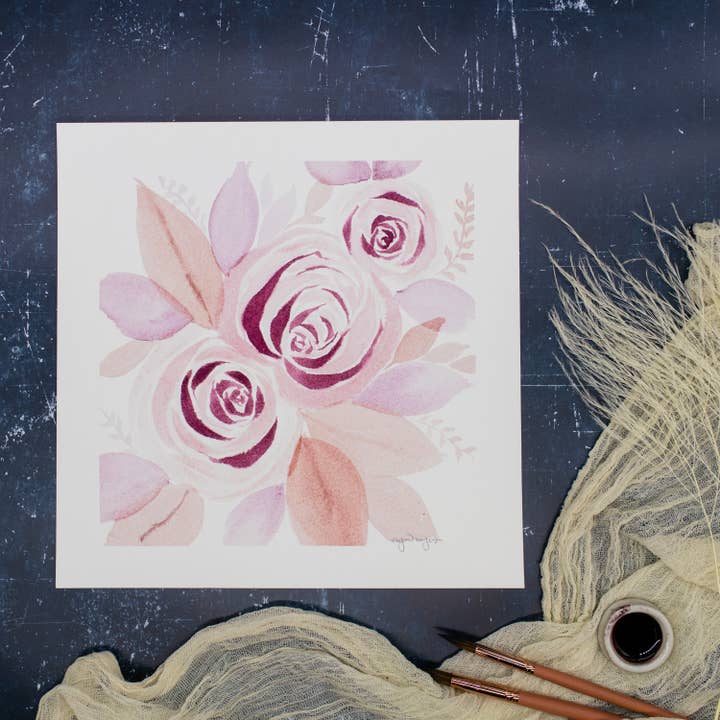 Wijnkunstprint | Le Pas Rose Wijnschilderij voor wholesale door Elysia Myers Wine Art