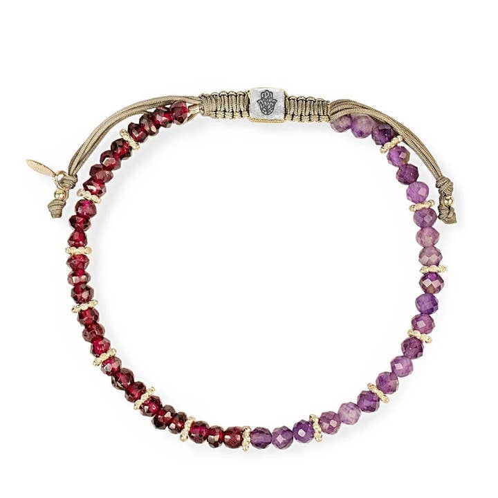 Dreamy Energizer - Amethyst Garnet Rondelle Beads Bracelet for wholesale by Karma And Luck