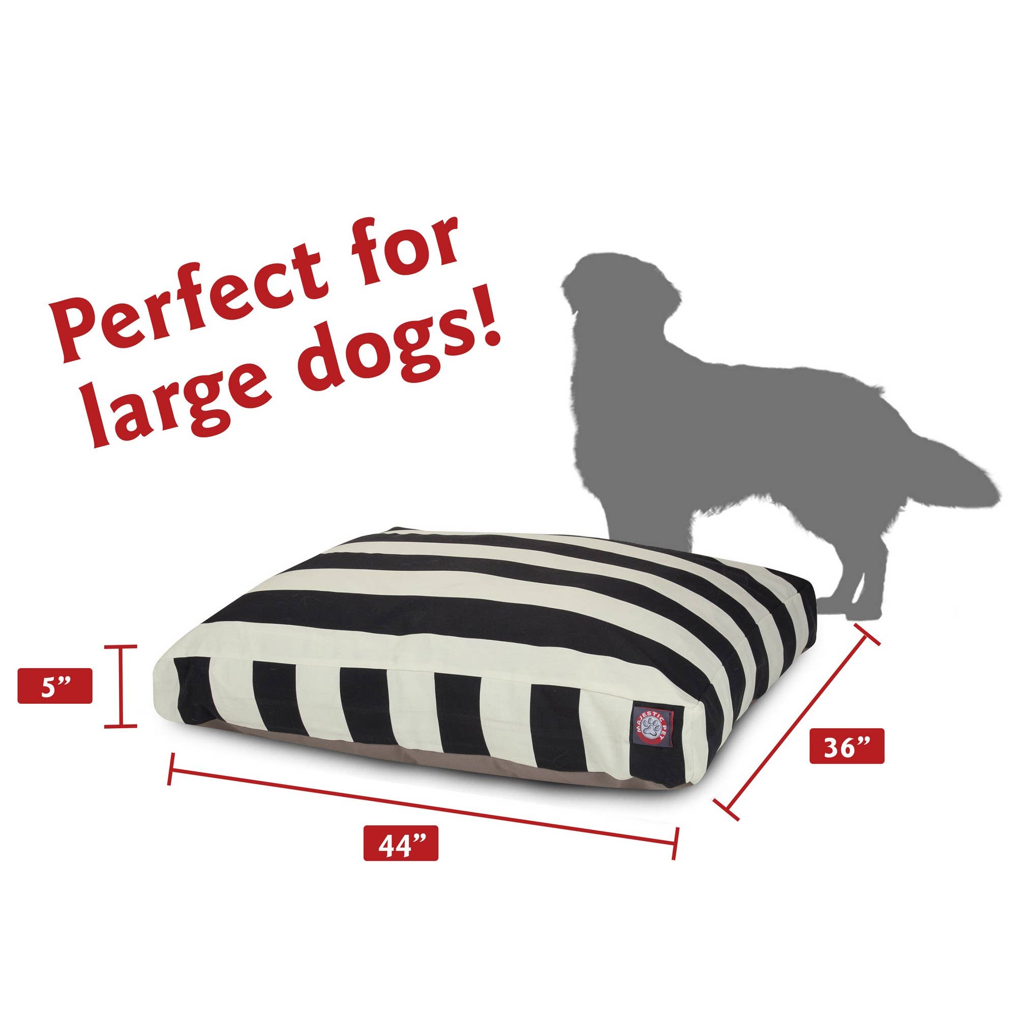 Majestic Pet Products - Vente Panier – chien - Panier rectangle pour chien en mousse à mémoire déchiquetée à rayures verticales48