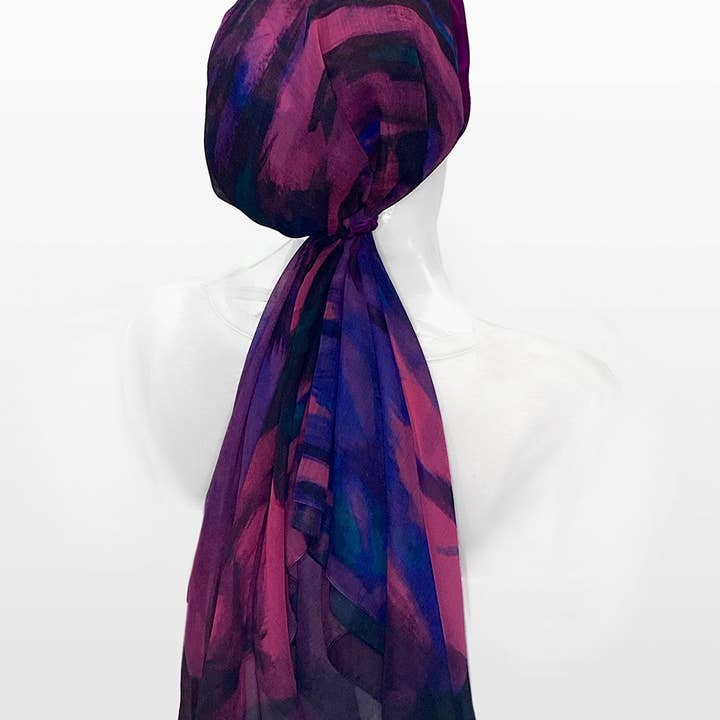 LuxCare Clothing - Wholesale Head Scarf - Women's - Fine Art Headscarf ~Boysenberry5
