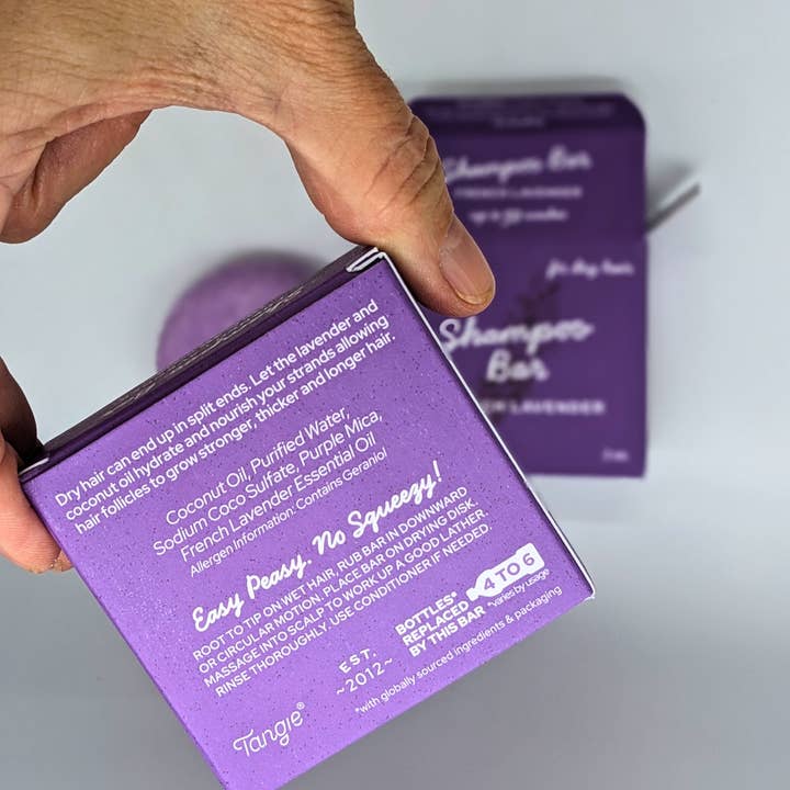 Tangie LLC - Wholesale Shampoo Puck/Solid Shampoo - Tangie Lavender Shampoo Bar – Packaged, Plastic-Free & Vegan1