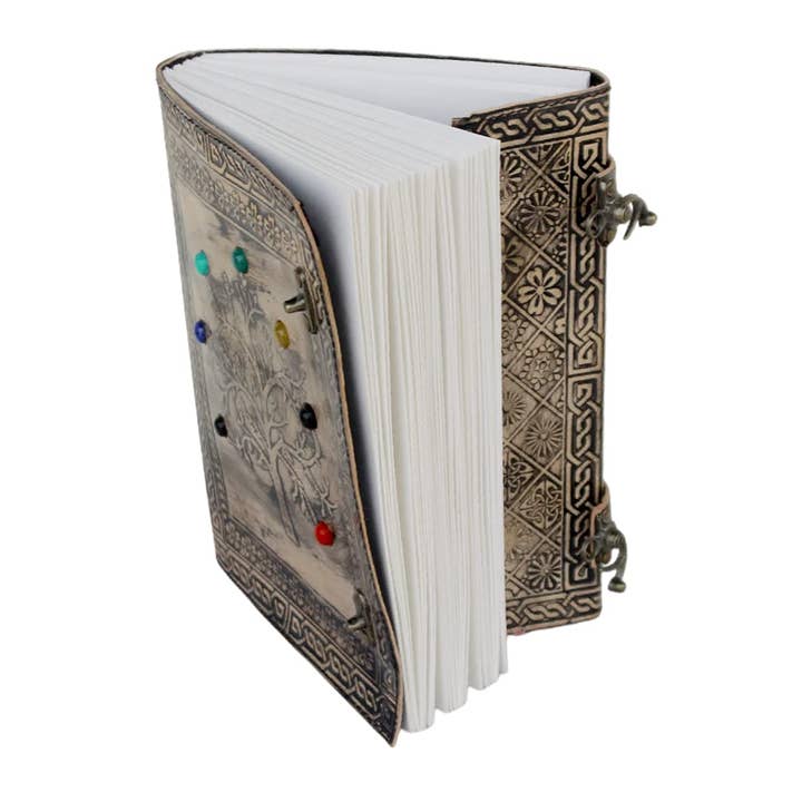 Jay mataji Handicrafts – Diário por atacado – Revista de Couro Tree Of Life - Stone Blank Book of Shadows4