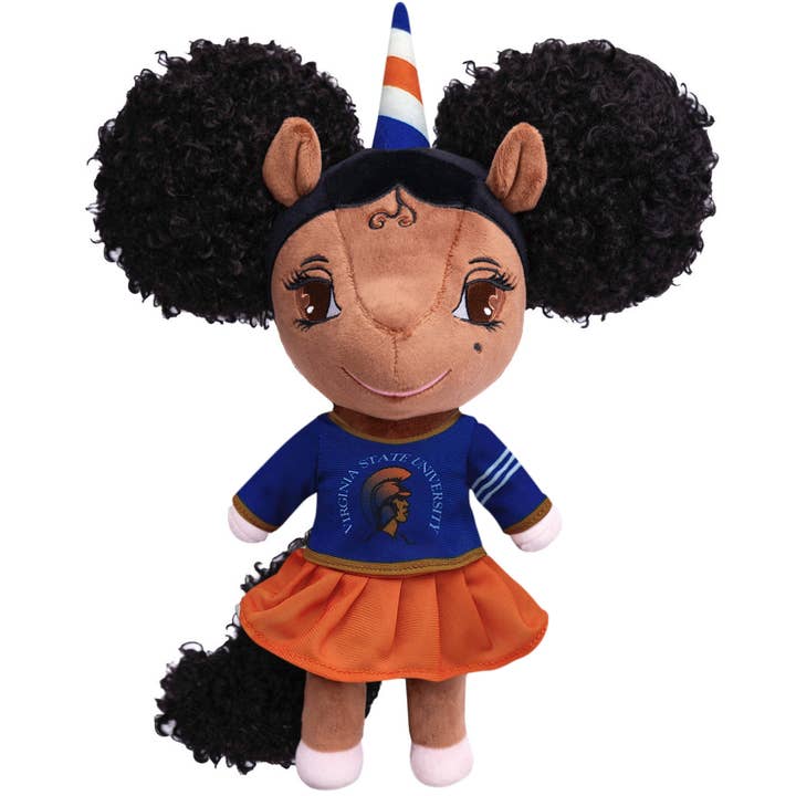Poupée Licorne de l'Université d'État de Virginie avec Afro Puffs - 14 pouces pour la vente par YOUnicorn Kidz