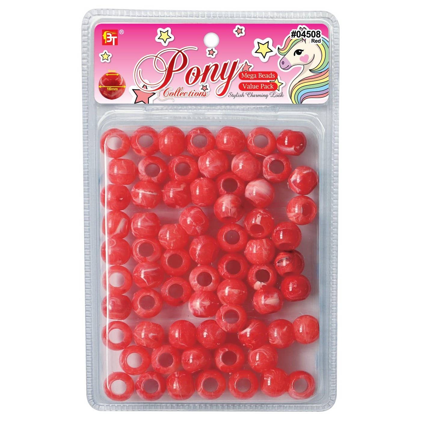 KT Supply - Wholesale Retailer Display - Jewelry - Marble Mega Round Beads Value Pack Red0