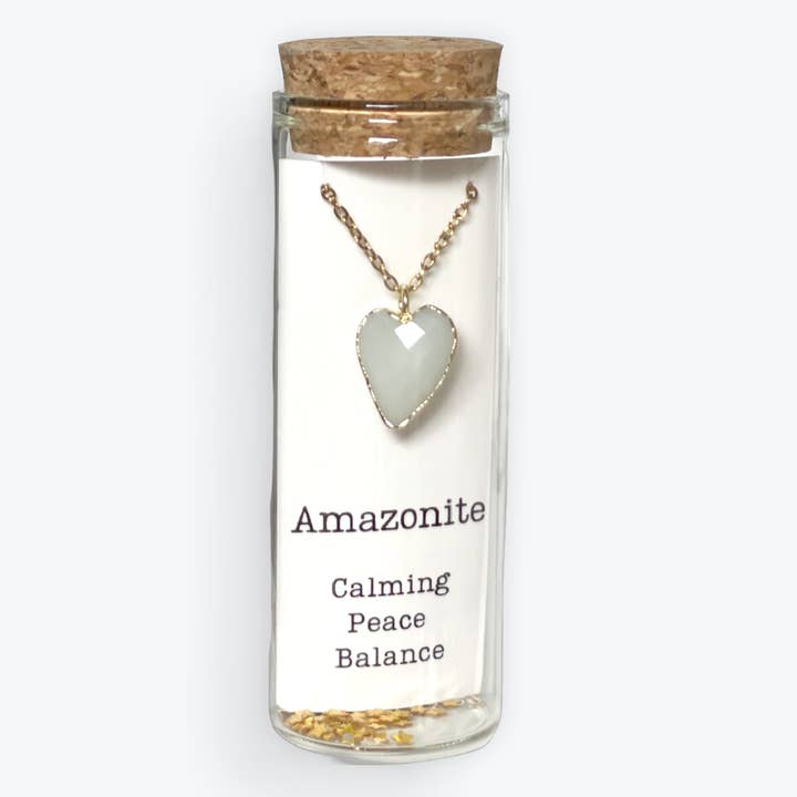 Collier demi-lune en forme de cœur en amazonite pour la vente par L Rae Charm
