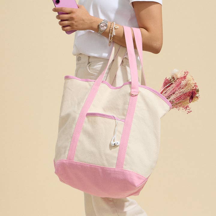 Ecofriendly Basic Cotton Canvas Everywhere Carry Tote Bag with Charm Holder for wholesale by Lilla Haven