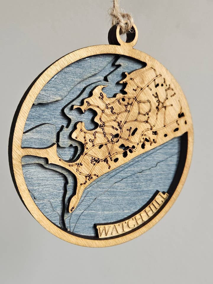 Watch Hill, Westerly | 3D Bathymetrisch Ornament voor wholesale door Coastal Carve Engravings