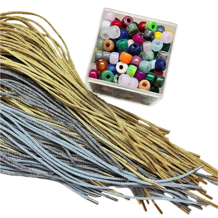 Bracelet ou collier en lurex • Embouts en or • Pour perles à gros trous, perles Forte pour la vente par LB Beadz