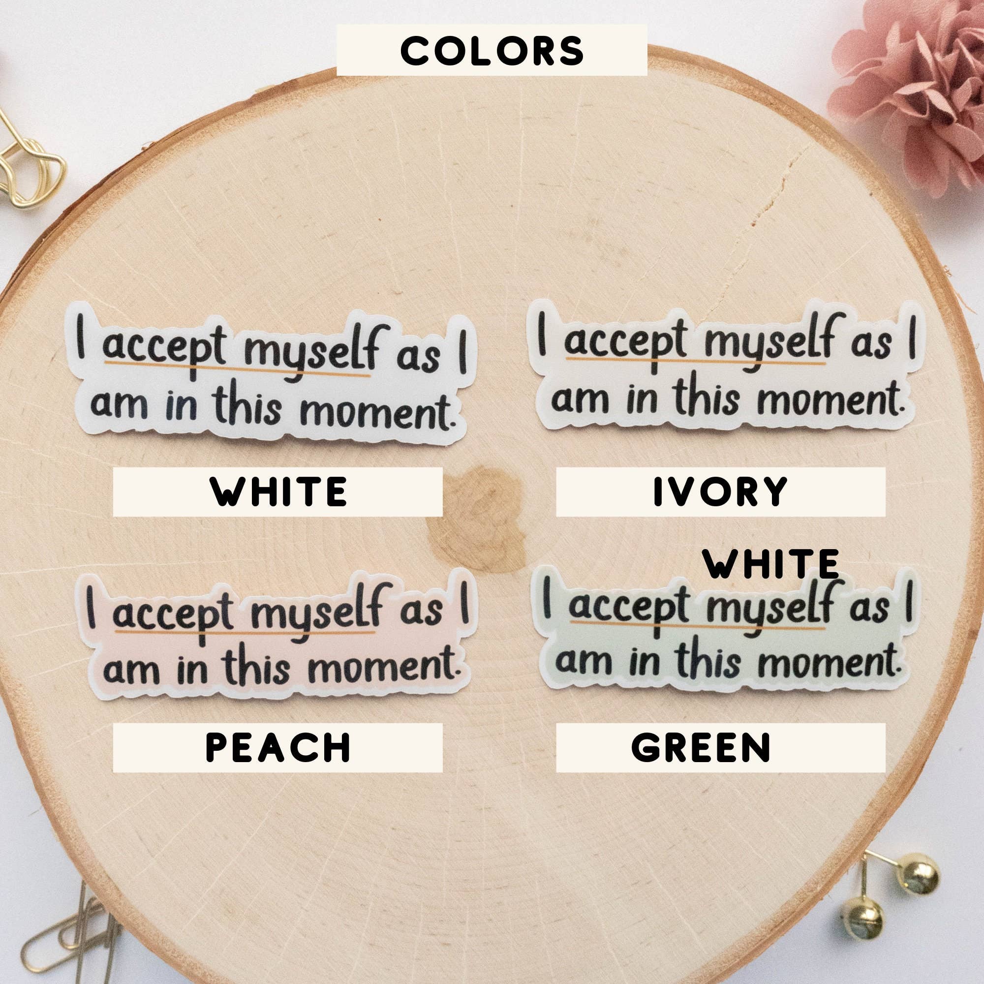 Syera Love & Co. - Wholesale Sticker - I Accept Myself Positive Affirmation Vinyl Stickers1