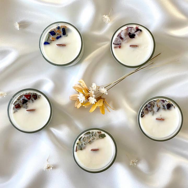 Celestial Soul Candle Co. - Wholesale Jar/Filled Candle - Anointed Aura - 2.5 oz. Clear Glass Lemongrass Soy Candle