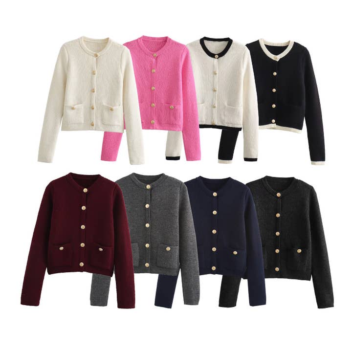 Marayn - Wholesale Cardigan – Women’s - Chic Pearl Button Knit Cardigan Jacket SpringFall 20256