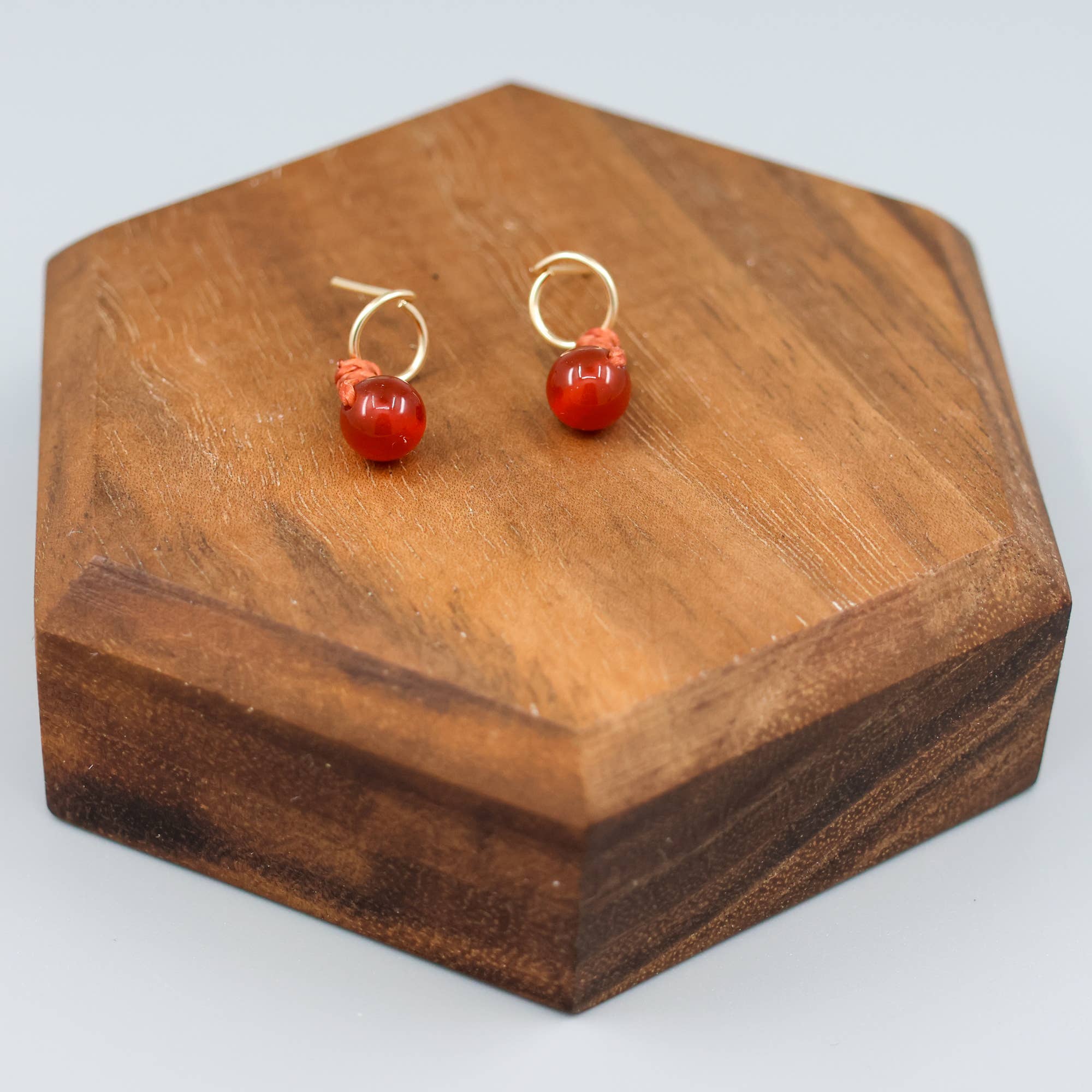 The Stitch Alliance - Wholesale Stud/Post Earrings - Carnelian Stud Earrings, Circle, 14k Gold Fill, Handmade USA5