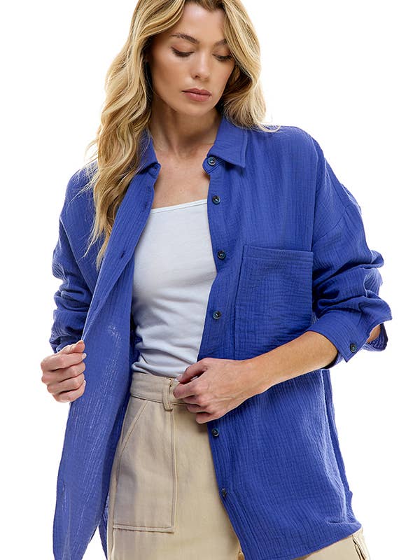 CAMISA OVERSIZE DE GASA DE ALGODÓN para venta al por mayor de ACOA COLLECTION