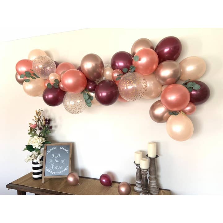 Rose Gold & Burgundy Balloon Garland Kit | 4-Foot DIY Kit and other Purchase Wholesale rose gold table runners. Free Returns & Net 60 Terms on Faire trending on Faire.