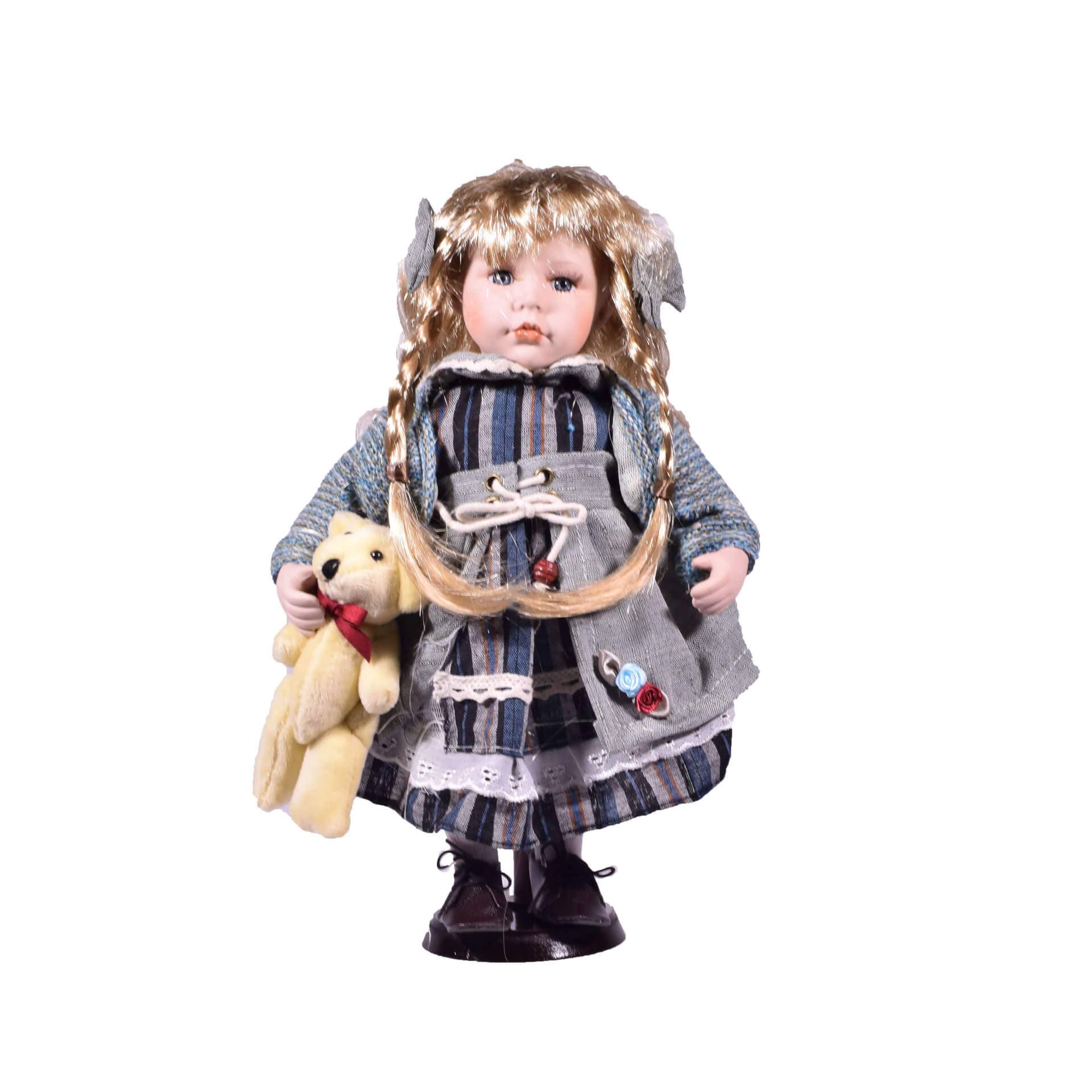 giftland - Wholesale Decorative Figurine - Porcelain Traditional Doll Girl with Wooden Stand 30.5cm0