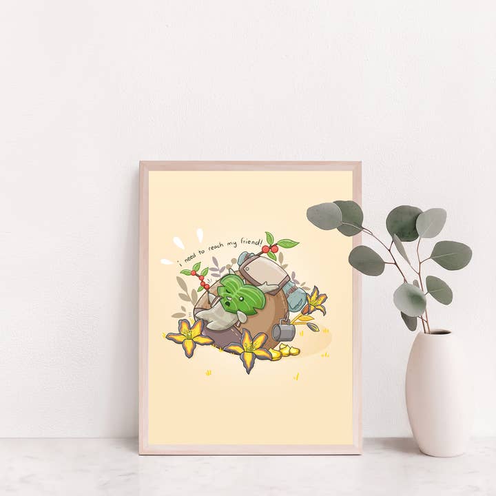 Sarah May Arts – wholesale Art print – Korok Backpack Art Print | Legend of Zelda Floral Art