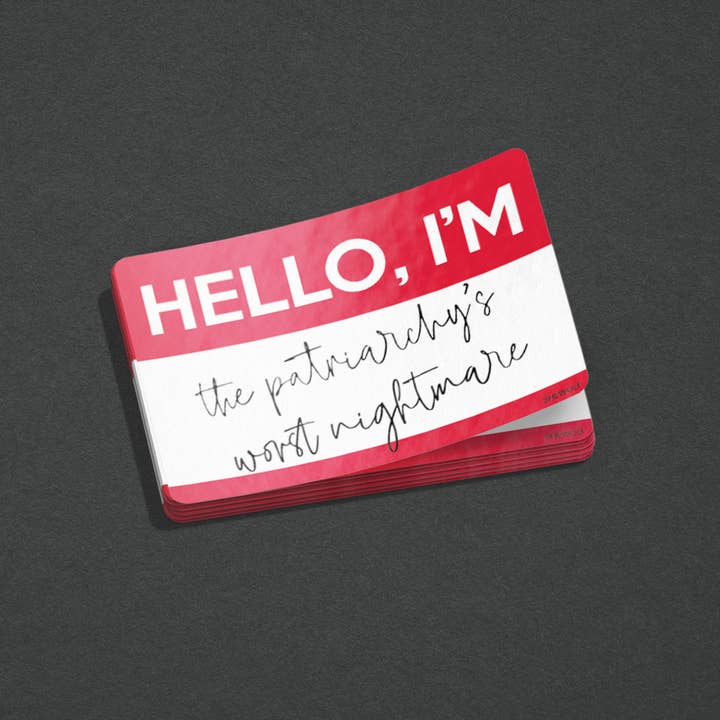 SHEWOLF Designs - Wholesale Sticker - Sticker: Patriarchy's Nightmare Nametag & Feminist Rights1
